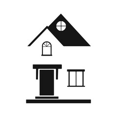 Modern house icon, home silhouette, real estate symbol, architecture vector, building logo	
