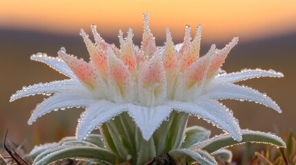 Fototapeta premium Dew-kissed flower, sunrise