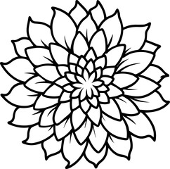 Chrysanthemum flower black outline vector and illustration, coloring book page