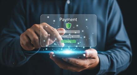 Secure digital payment login via smartphone screen