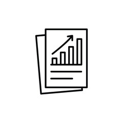 Icon depicting financial growth: upward trending bar graph on documents