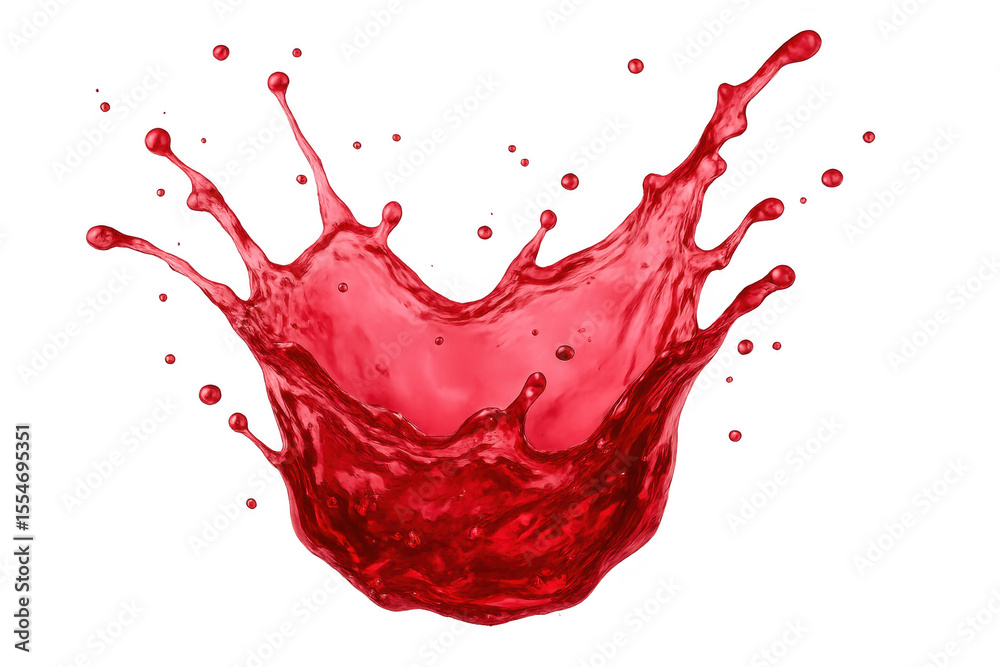 Poster vivid crimson liquid splashing, creating dynamic visual impact with transparent background for graph