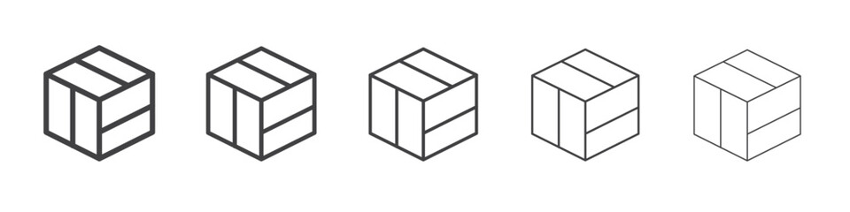 Dimension box icon flat simple outline logo