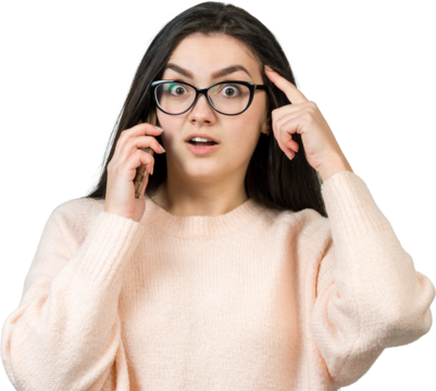 Young beautiful woman using mobile phone studio on white color background. Looking attentively at screen of cellphone, browsing web pages.