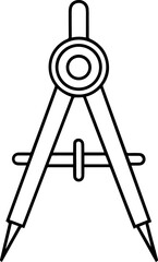 Compasses black outline vector and illustration, coloring book page