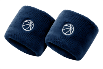 Navy blue wristbands with basketball symbol isolated on a transparent background