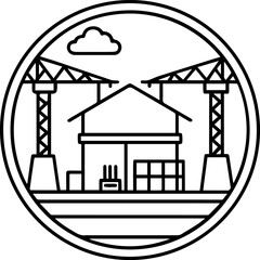 Construction black outline vector and illustration, coloring book page