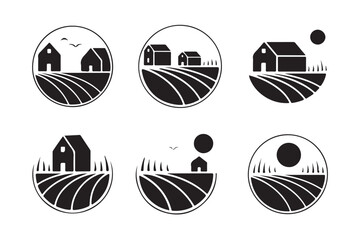 Set of an agro farm vector icon silhouette Vector illustration on white background