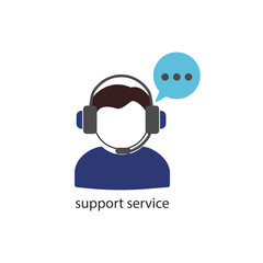 Customer support. Call center, customer service icon. Male customer service agent icon