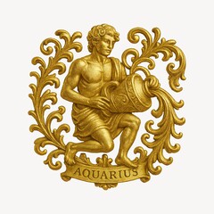Fototapeta premium Golden Aquarius zodiac symbol.