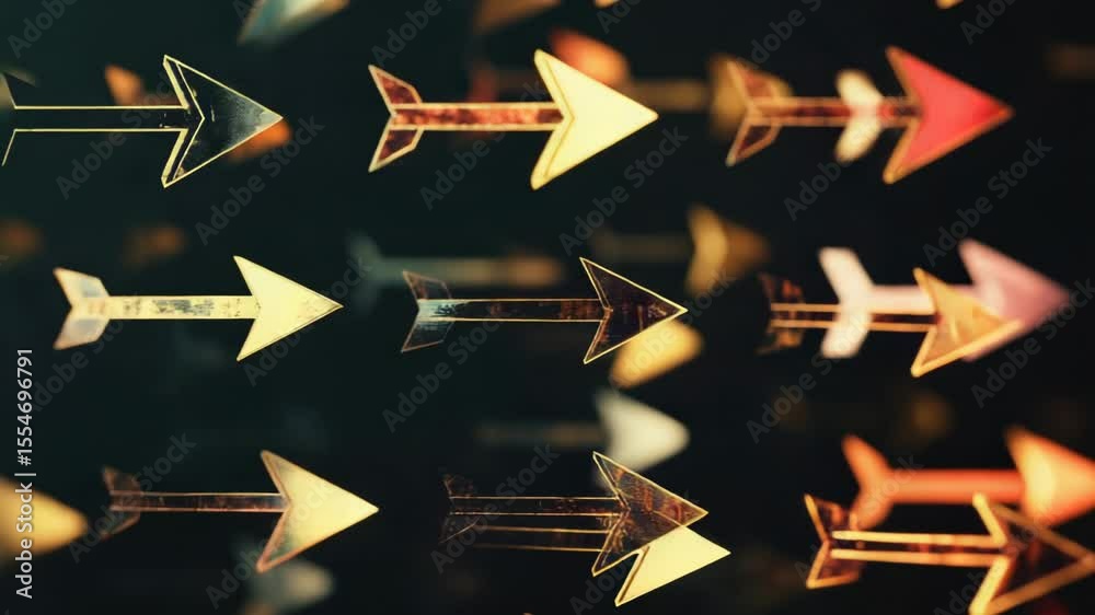 Poster a group of arrows aiming at various targets, symbolizing direction and focus