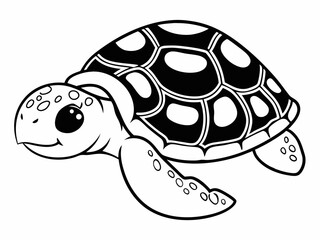 Creative Adorable Baby Turtle Icon Flat Cartoon Style Sof Vector Art