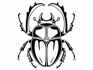 Creative Beetle Icon With Hard Shell Detail Black Vector S Line Art Design