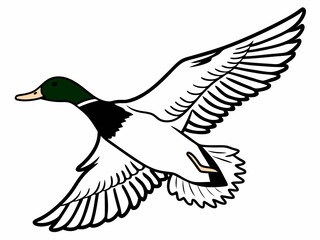 Creative Mallard Duck Icon Flying Sideways Wings Spread F Icon Set