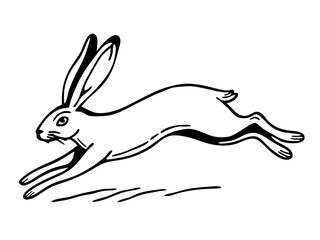 Creative Jackrabbit Icon In Mid Leap Long Ears And Legs Ex Vector Art