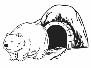 Creative Wombat Icon Near Tunnel Entrance Round Sturdy Bod Scalable Graphic