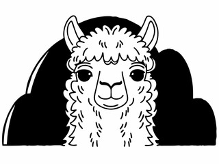 High-Quality Cute Llama Face Icon Fluffy Cartoon Style Soft B Scalable Graphic