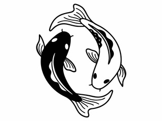 High-Quality Two Koi Fish Forming Yin Yang Shape Flat Vector S SVG Design