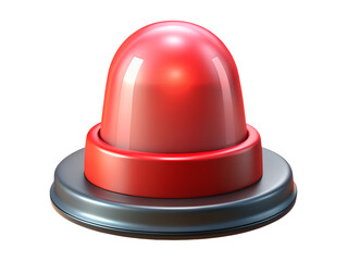 Fototapeta premium Shiny red alarm beacon light with metallic base isolated on transparent background