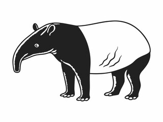Stylish Tapir Icon Side Profile Large Snout Rainforest M Vector Illustration