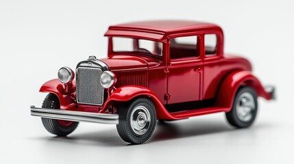 Red vintage toy car, front view