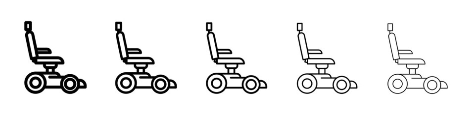 Electric wheelchair scooter icon flat simple outline logo