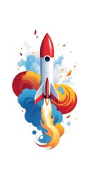 Rocket Launch Illustration with Flat Design