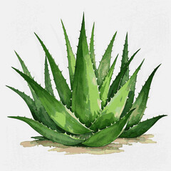 Fototapeta premium Lucky Gel Guardian Auspicious plants Aloe vera isolated watercolor vector illustration svg