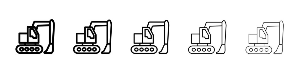 Excavator icon flat simple outline logo