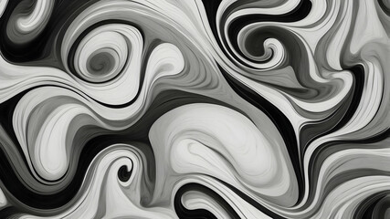 Obraz premium Soft Swirl Pattern in Black, White and Grey Hues, Digital Texture