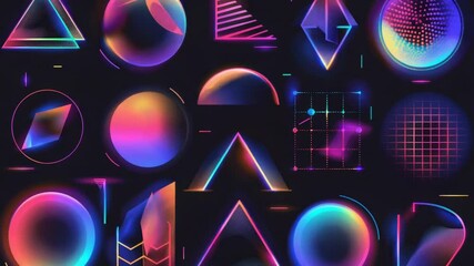 A close-up shot of neon shapes against a dark backdrop, ideal for use in designs related to technology, futurism or abstract concepts - Powered by Adobe