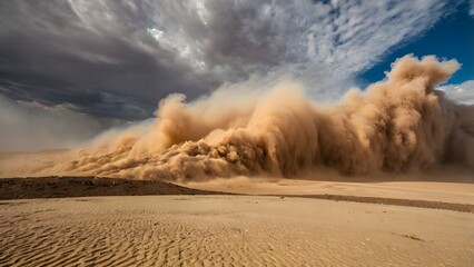 dramatic desert dust storm captured in motion