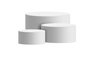 3D White Empty Podium Pedestal Display on Transparent Background, Minimalist Stage for Product Presentation.