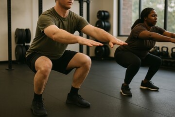 Obraz premium Focused gym workout session.