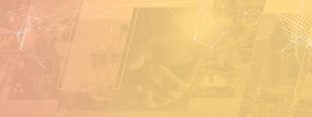 Abstract Industry Technology Background with Orange Overlay and Network Lines
