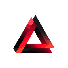 A powerful and modern brand icon shaped like a triangle in flat futuristic colors.