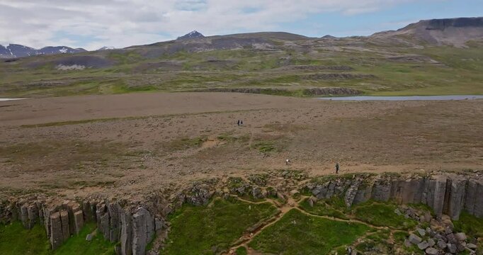 Gerduberg basalt cliff island aerial shot cinematic ProRes 25p