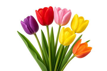 Naklejka premium Colorful tulip flower bouquet isolated on transparent background