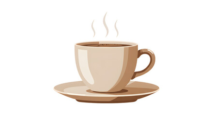 Fototapeta premium A steaming cup of coffee sits on a saucer, ready to be enjoyed.