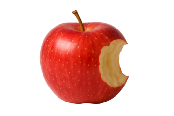 Fresh bitten apple isolated on transparent background