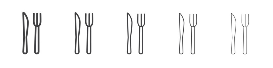 Fork knife icon flat simple outline logo