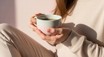 Sipping Morning Tea in a Pastel Moment