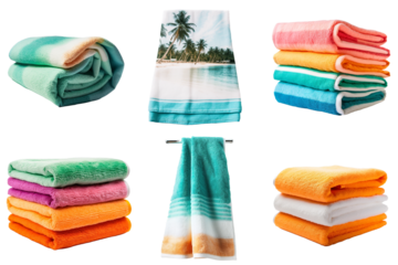 a set of bright terry beach towels