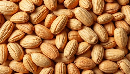 Obraz premium Creamy almond seamless background texture, close-up view of nuts, diet, close up almonds