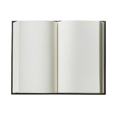 Open blank book with white pages showcasing a clean, versatile design ideal for writing or sketching transparent background, cutout PNG