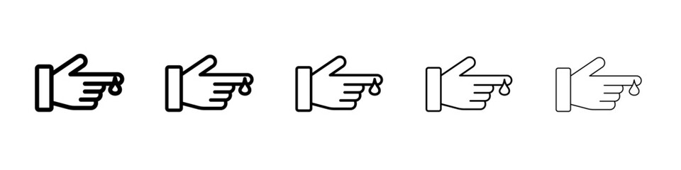Hand with blood drop icon flat simple outline logo