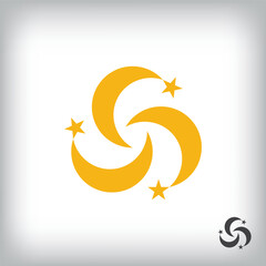 Circular star logo. Unique design identity. Geometric success flat logo template.