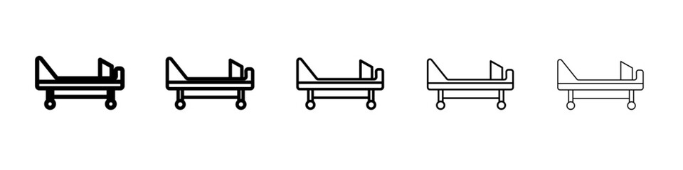 Hospital bed icon flat simple outline logo