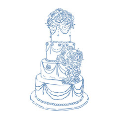 Vector Illustration of Wedding Cake on the White Background.