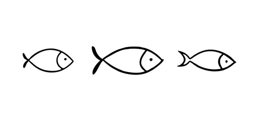 Simple Fish Line Art Vector Illustration Set
